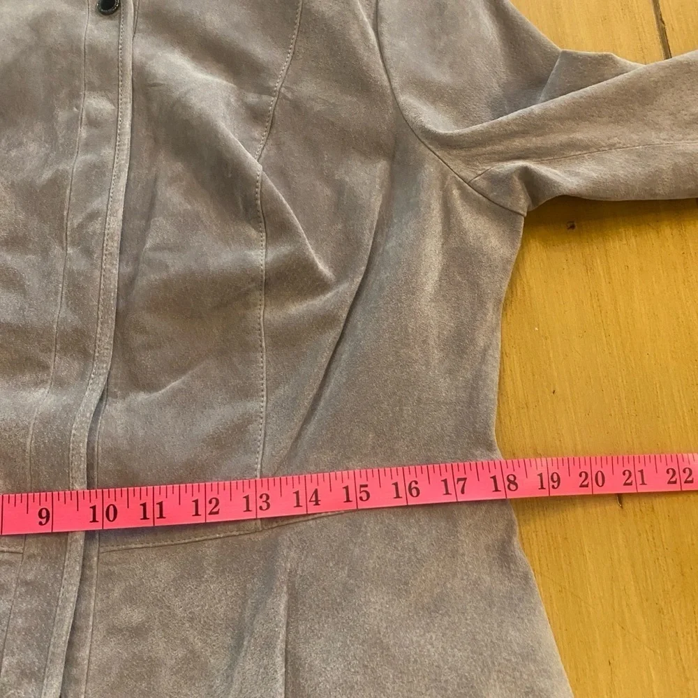Women’s Gray Leather Suede Peplum Lined Jacket New Size M-L Pretty!